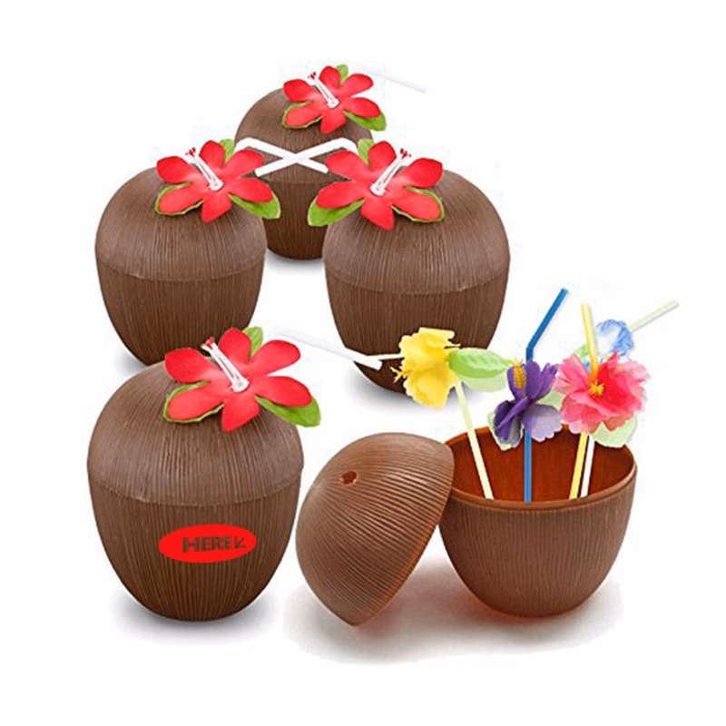 Coconut Cups with Flower Straws