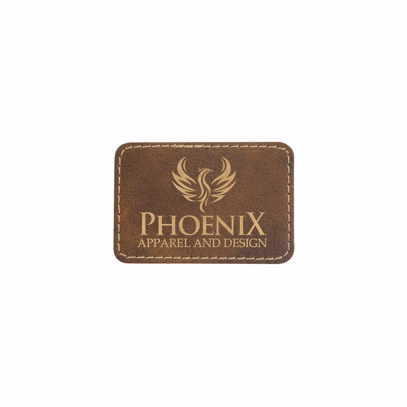 3" x 2" Rustic/Gold Leatherette Rectangular Patch with Adhesive