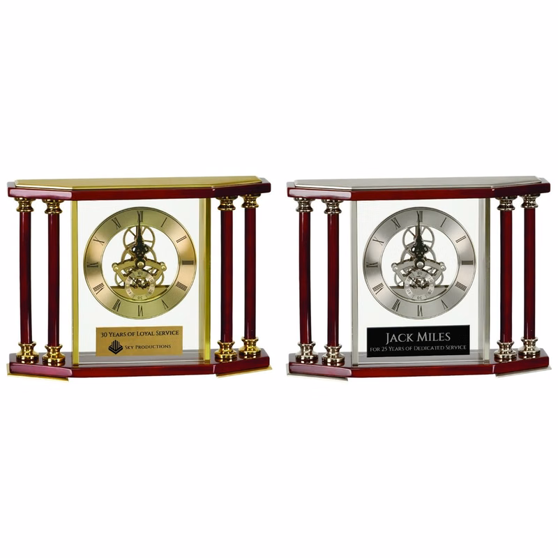 7 1/4" Executive 4-Pillar & Piano Finish Clock
