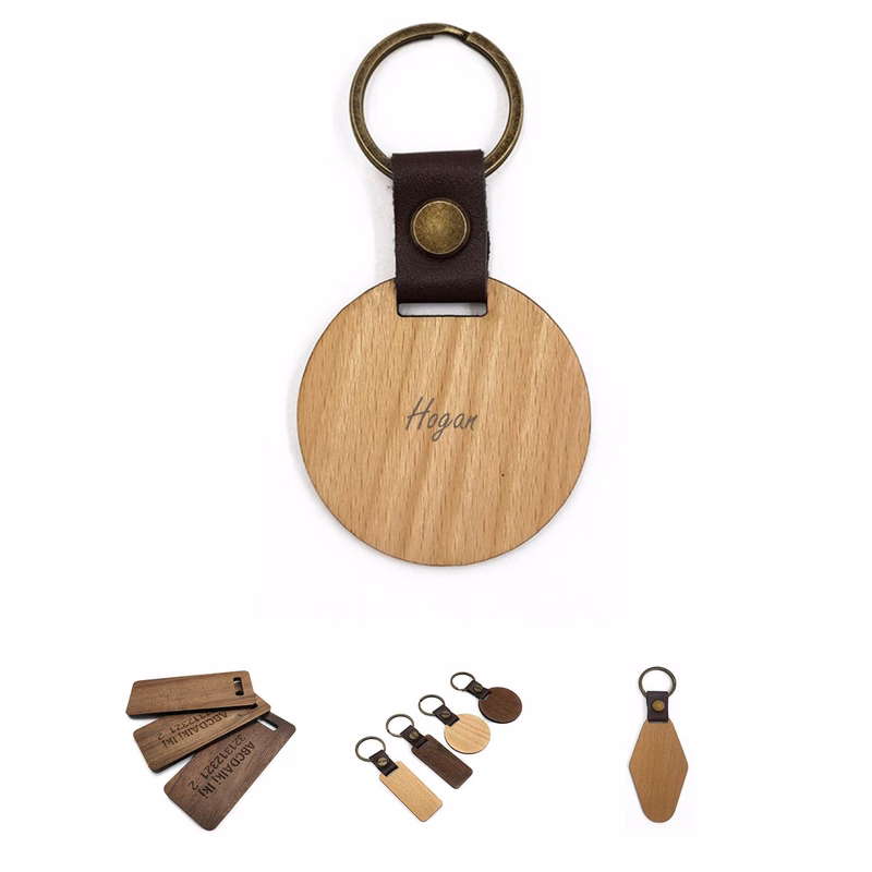Creative Leather Wooden Keychain