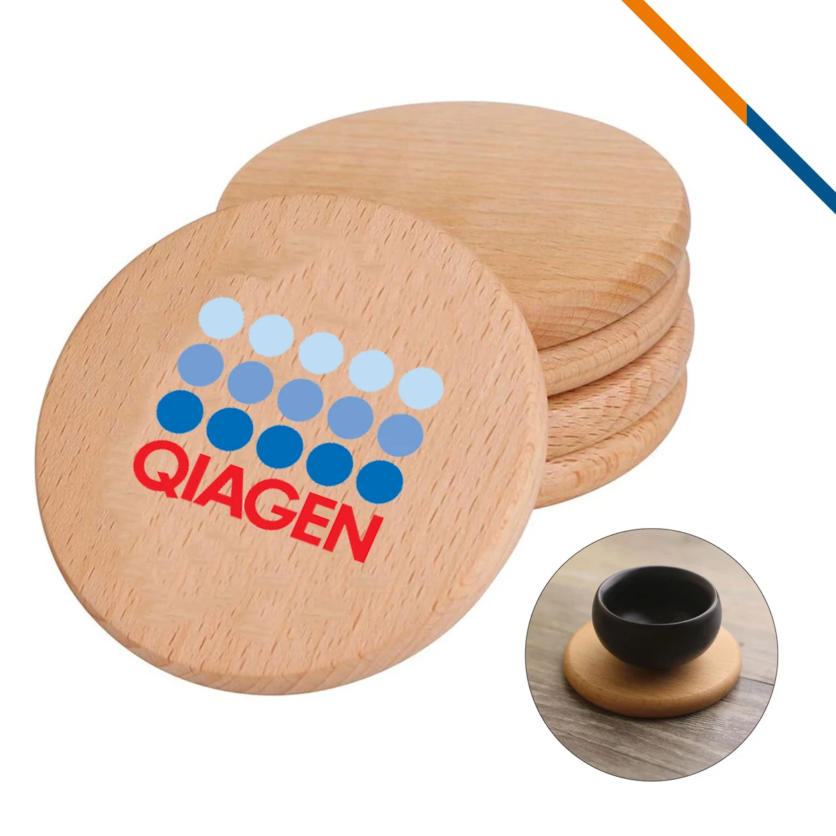 Valery Beech Wood Round Coaster 1