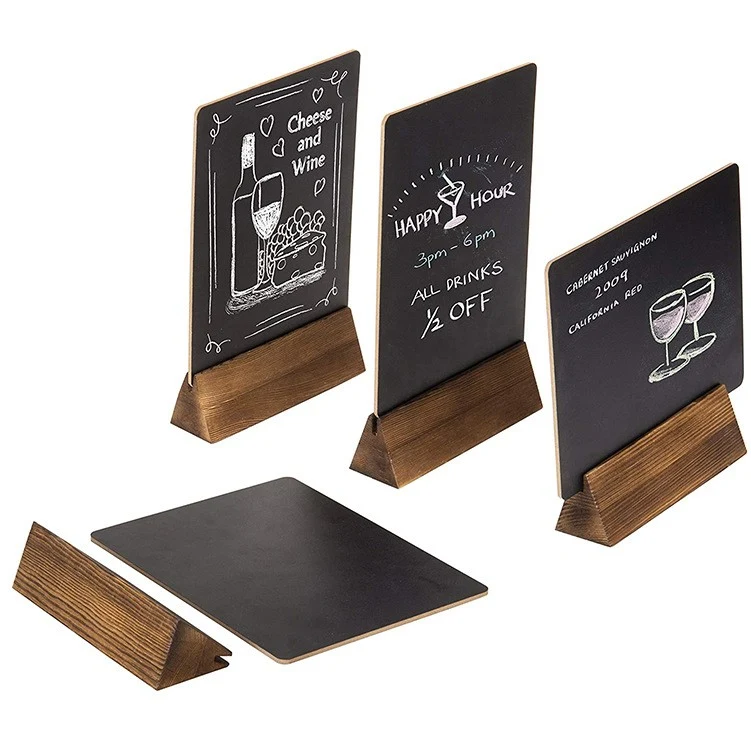 Mini Tabletop Chalkboard Signs with Wood Base 1