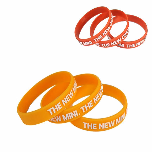 1/2" Embossed And Color Filled Silicone Bracelets