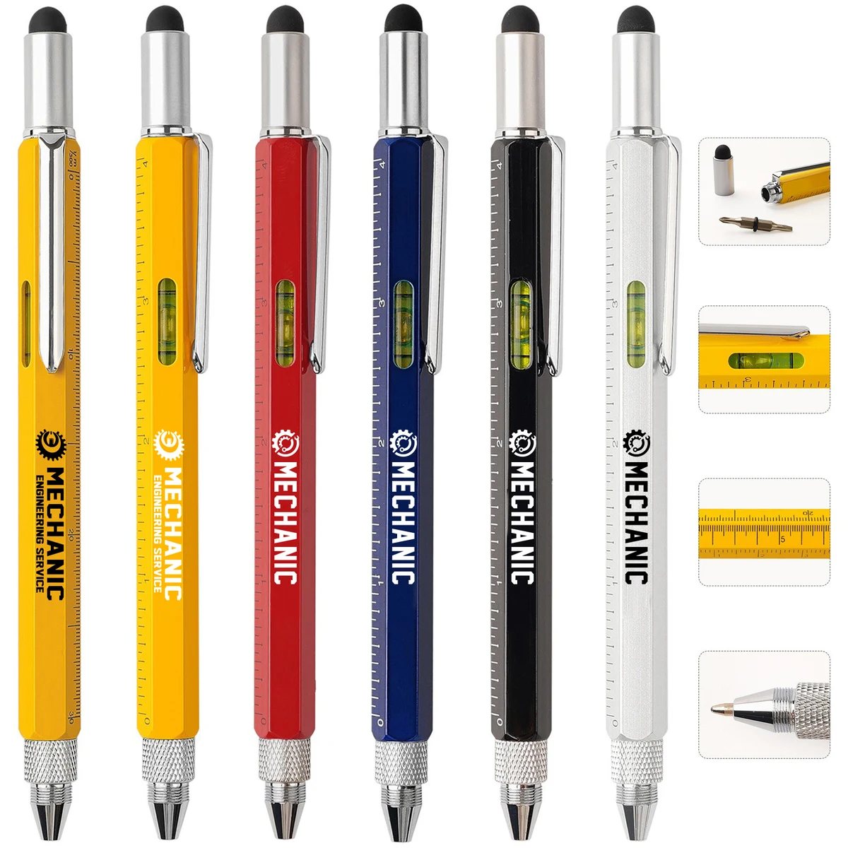 6-In-1 Metal Multi-Function Tool Pen With Stylus & Level 1