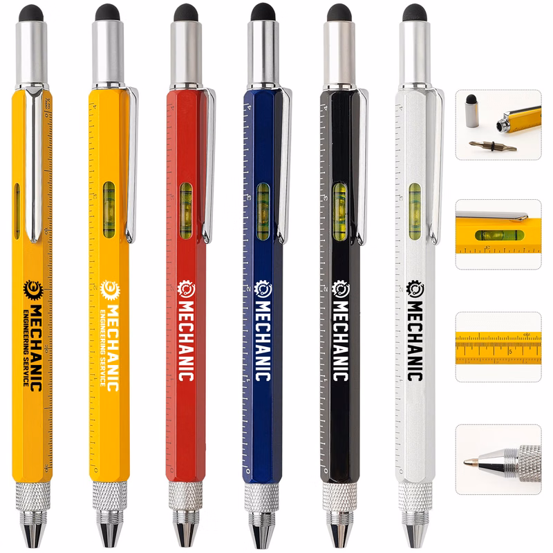 6-In-1 Metal Multi-Function Tool Pen With Stylus & Level