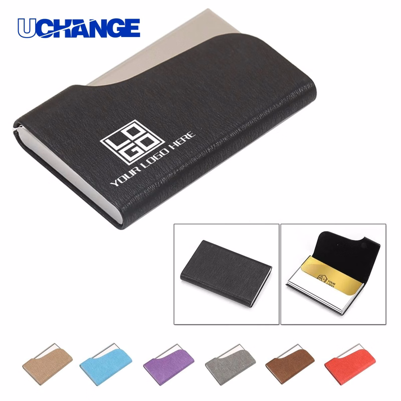 PU Leather Stainless Steel Business Card Holder