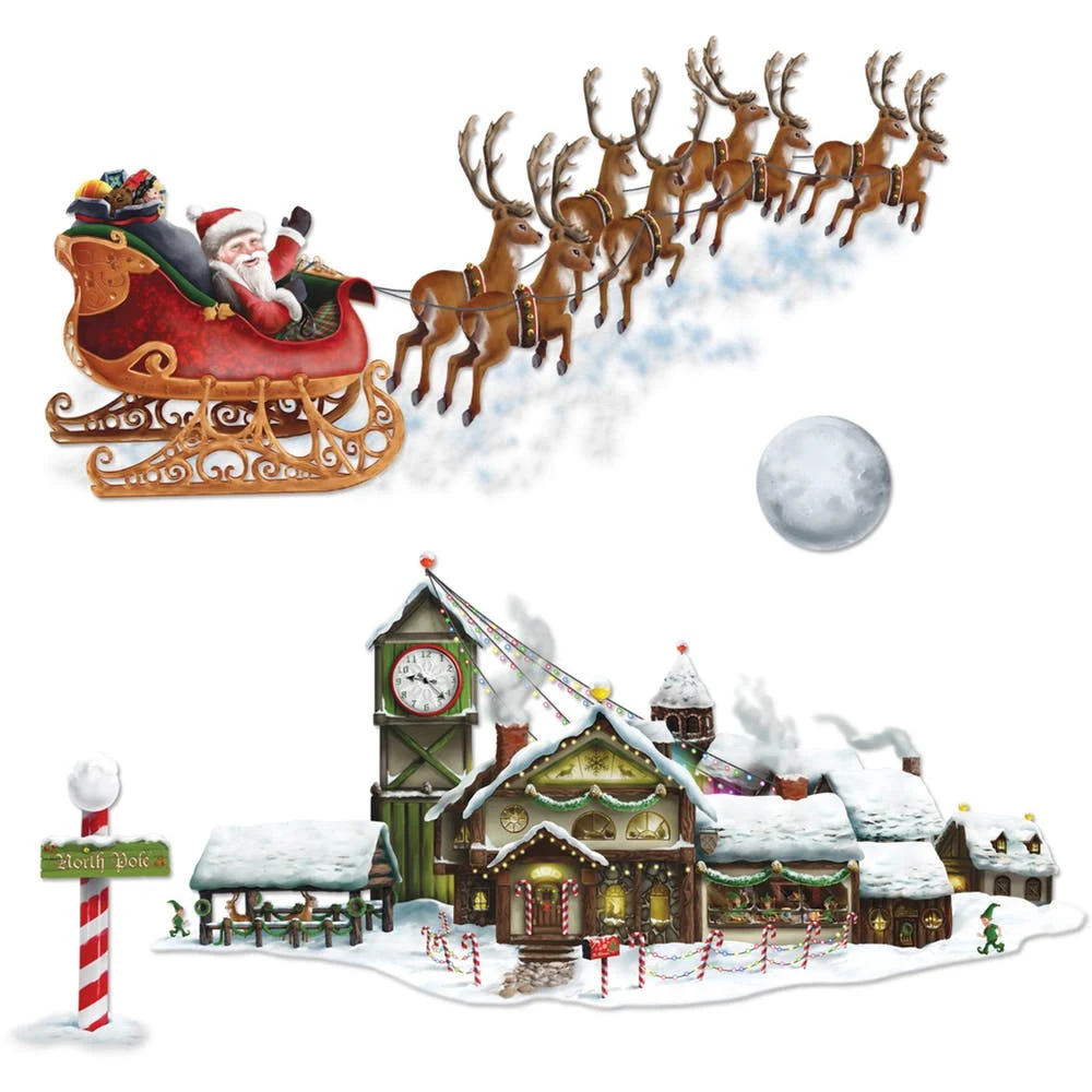 Santa's Sleigh & Workshop Props - 4 Pack 8"-62" 1