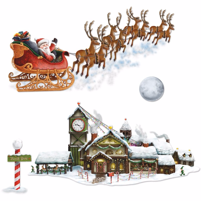 Santa's Sleigh & Workshop Props - 4 Pack 8"-62"