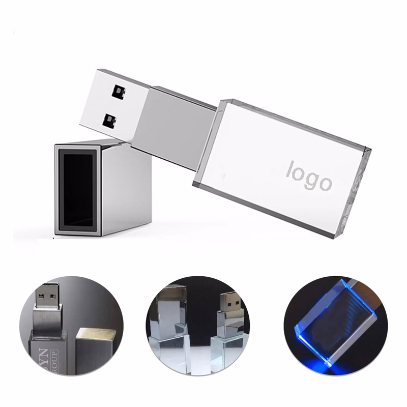 8Gb Glass USB Flash Drive with LED