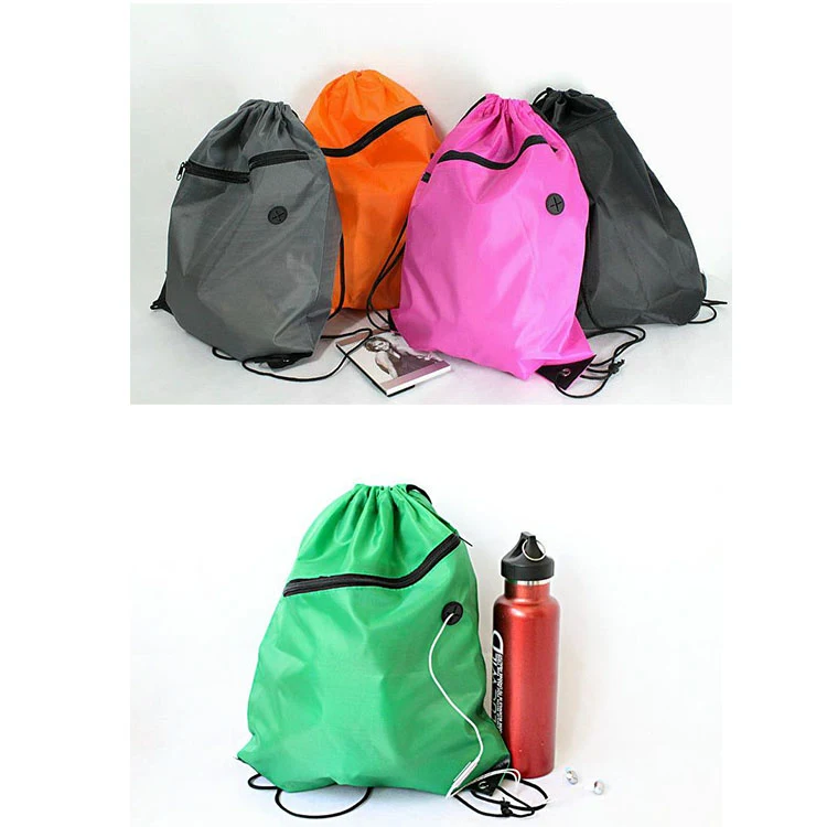 Drawstring Backpack With Headphone Hole 1