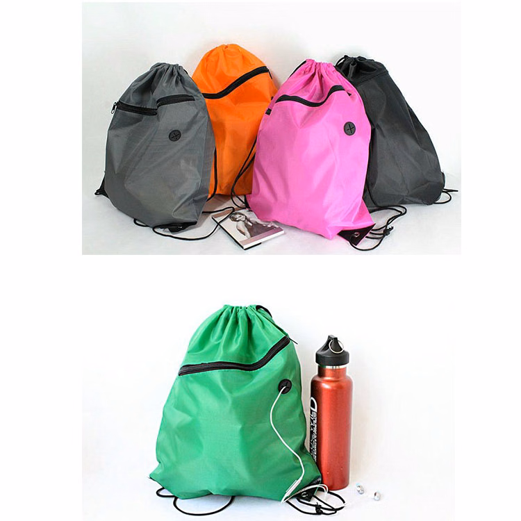 Drawstring Backpack With Headphone Hole