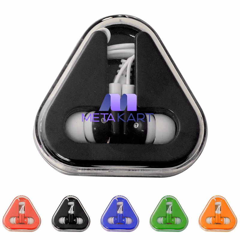 Ear Buds with Colored Triangle Case