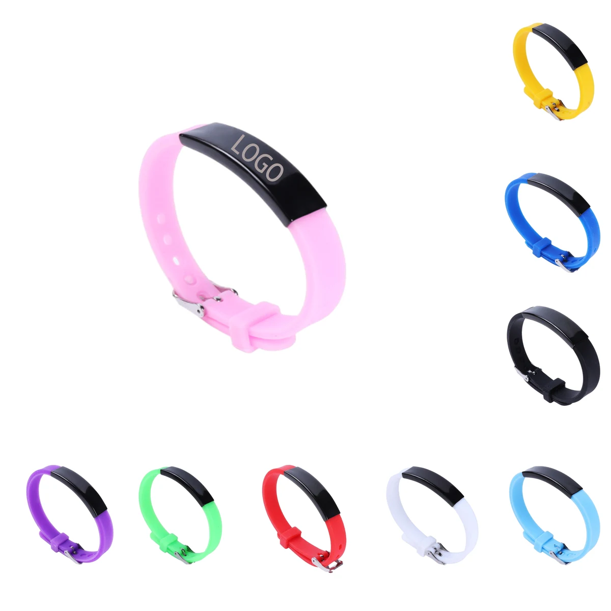 Simple Silicone Sports Engraved Stainless Steel Bracelet 1