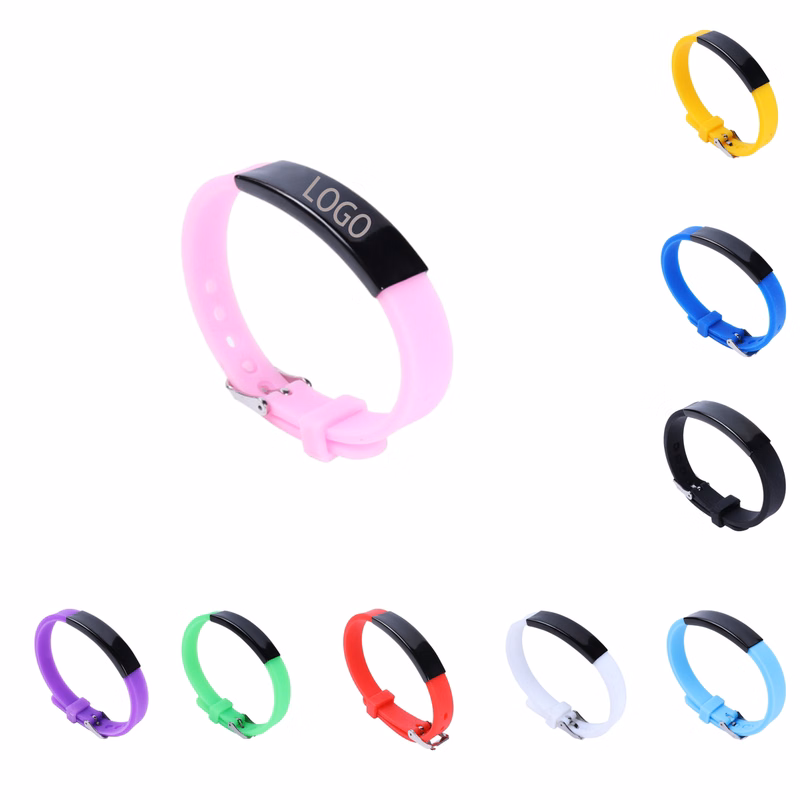 Simple Silicone Sports Engraved Stainless Steel Bracelet