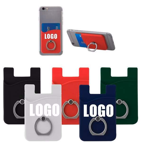 Silicone Phone Wallet W/ Metal Ring Holde