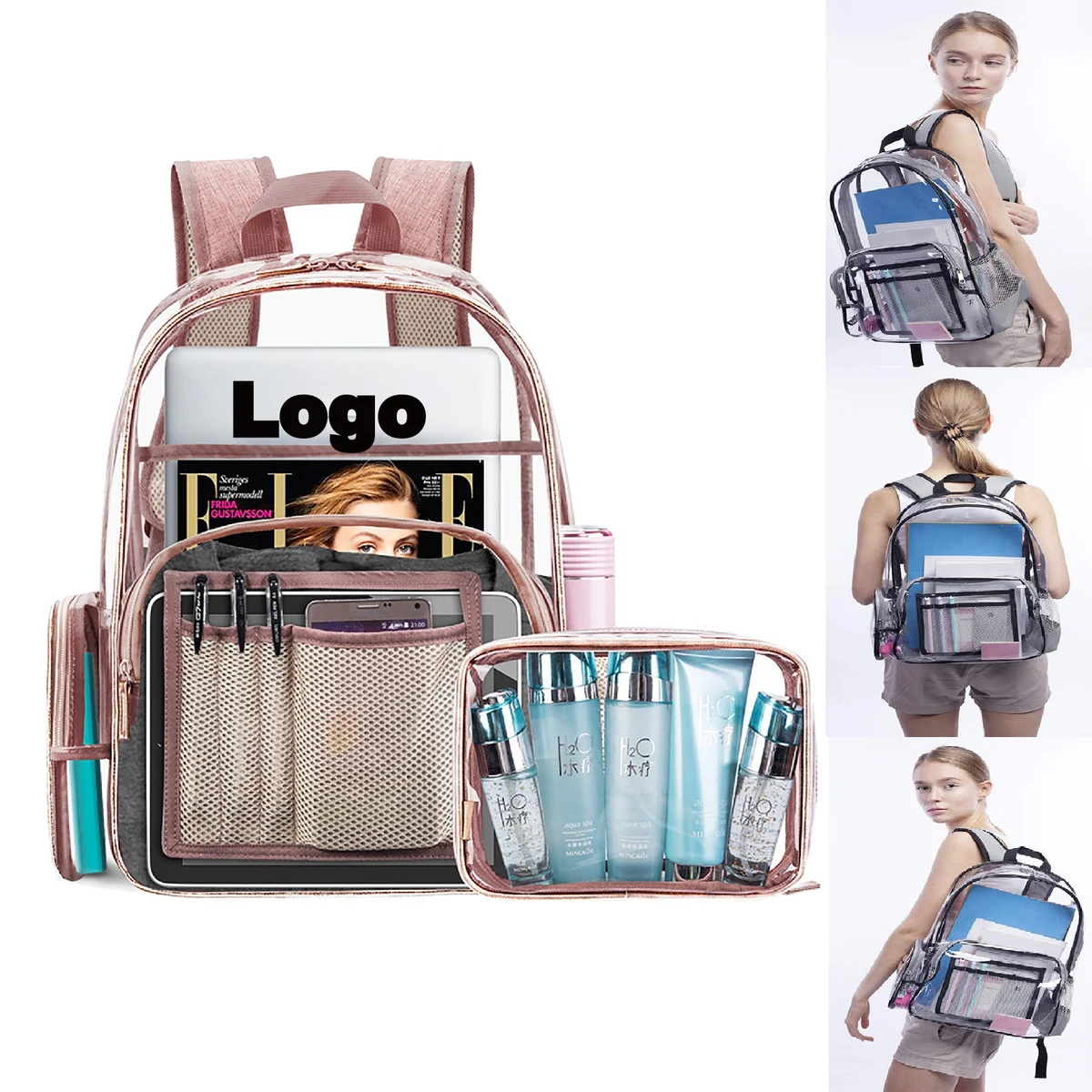 2 In 1 Clear Backpack With Cosmetic Bag 1