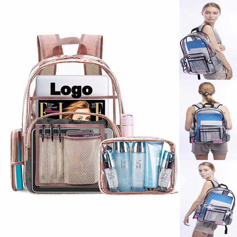 2 In 1 Clear Backpack With Cosmetic Bag