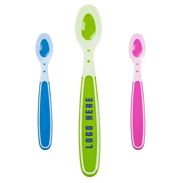 Custom Soft Edge Silicone Feeding Spoon — Safe Infant Mealtime Utensil 3 Colors 1