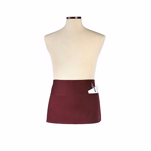 Maroon Three-Section Pocket Waist Apron