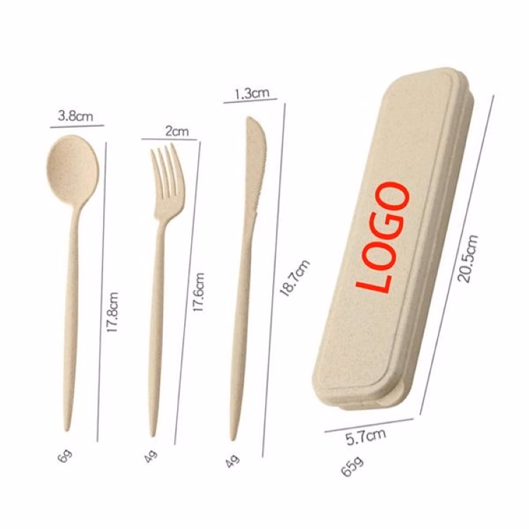 Travel Utensil Set with Casemade of natural wheat straw starch pp food-safe