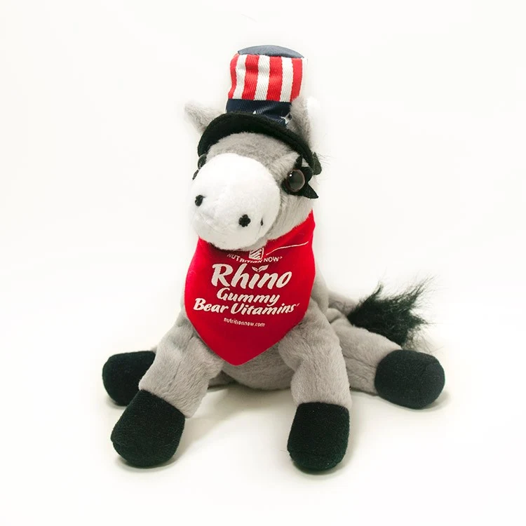 7" Donkey Demi With Hat and Bandana with One Color Imprint 1