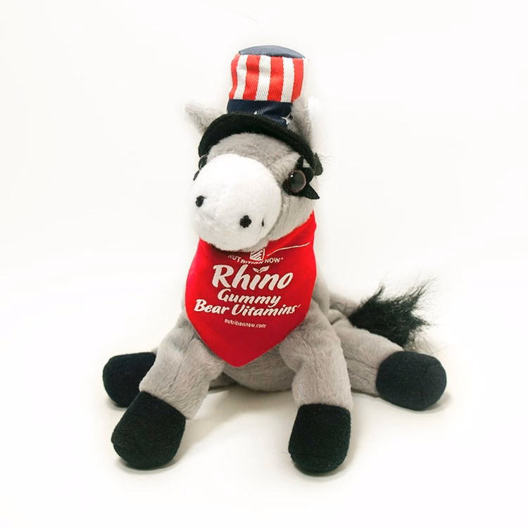 7" Donkey Demi With Hat and Bandana with One Color Imprint