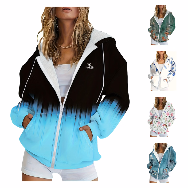 Winter Women's Zip-Up Casual Hoodie Jacket