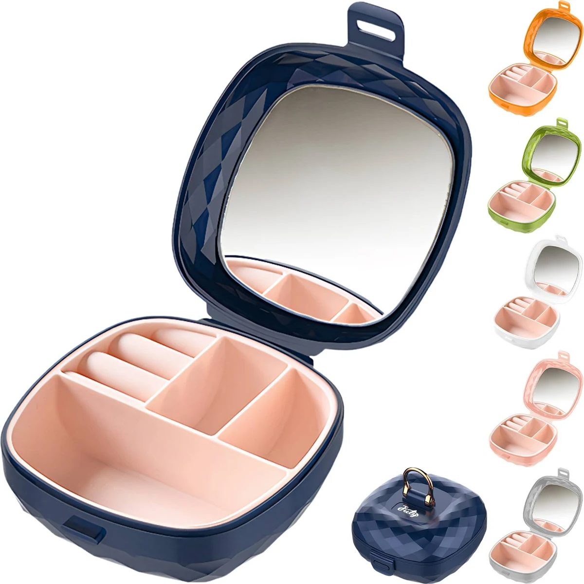 Portable Jewelry Organizer Box w/ Mirror 1