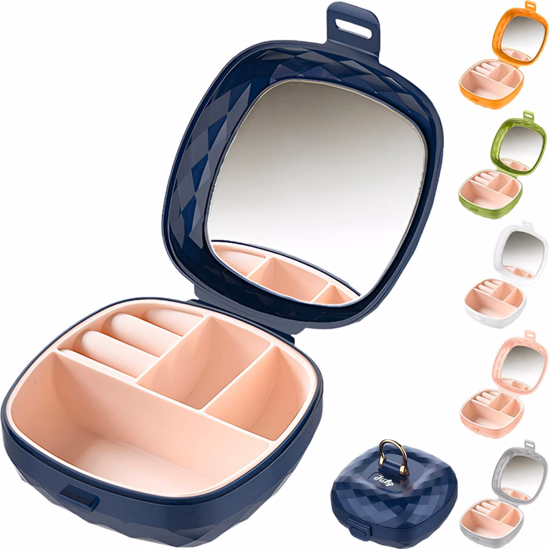 Portable Jewelry Organizer Box w/ Mirror