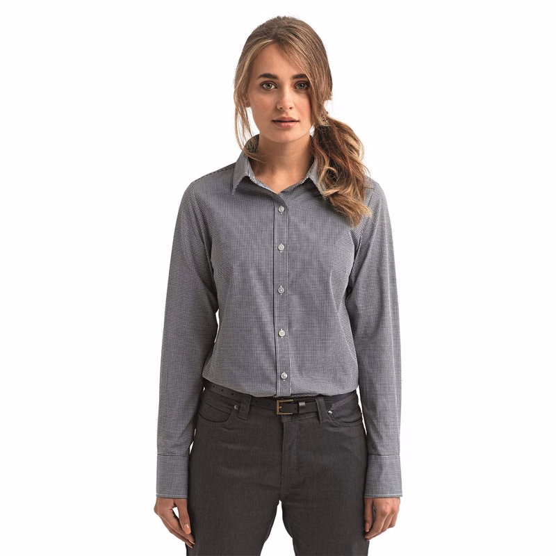 Women's Microcheck Gingham Cotton Shirt - RP320