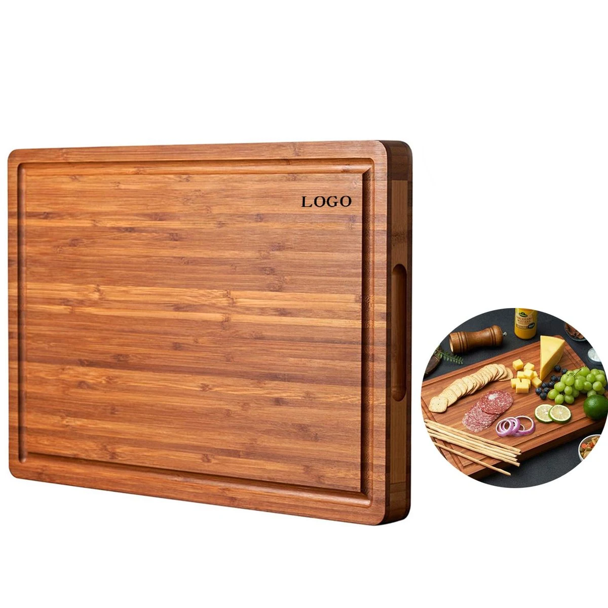 Juice Groove Bamboo Cutting Board Thick Handles 1