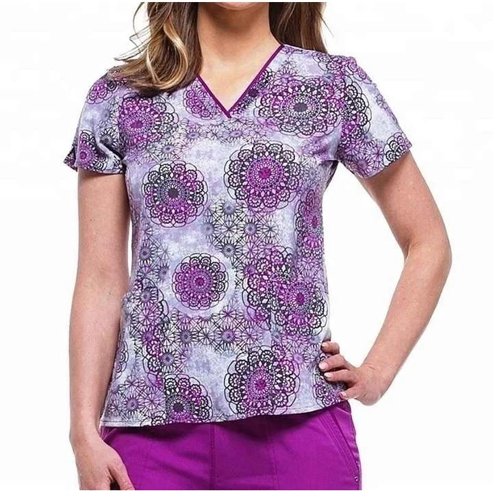 Custom Cotton All-Over Print Scrubs 1