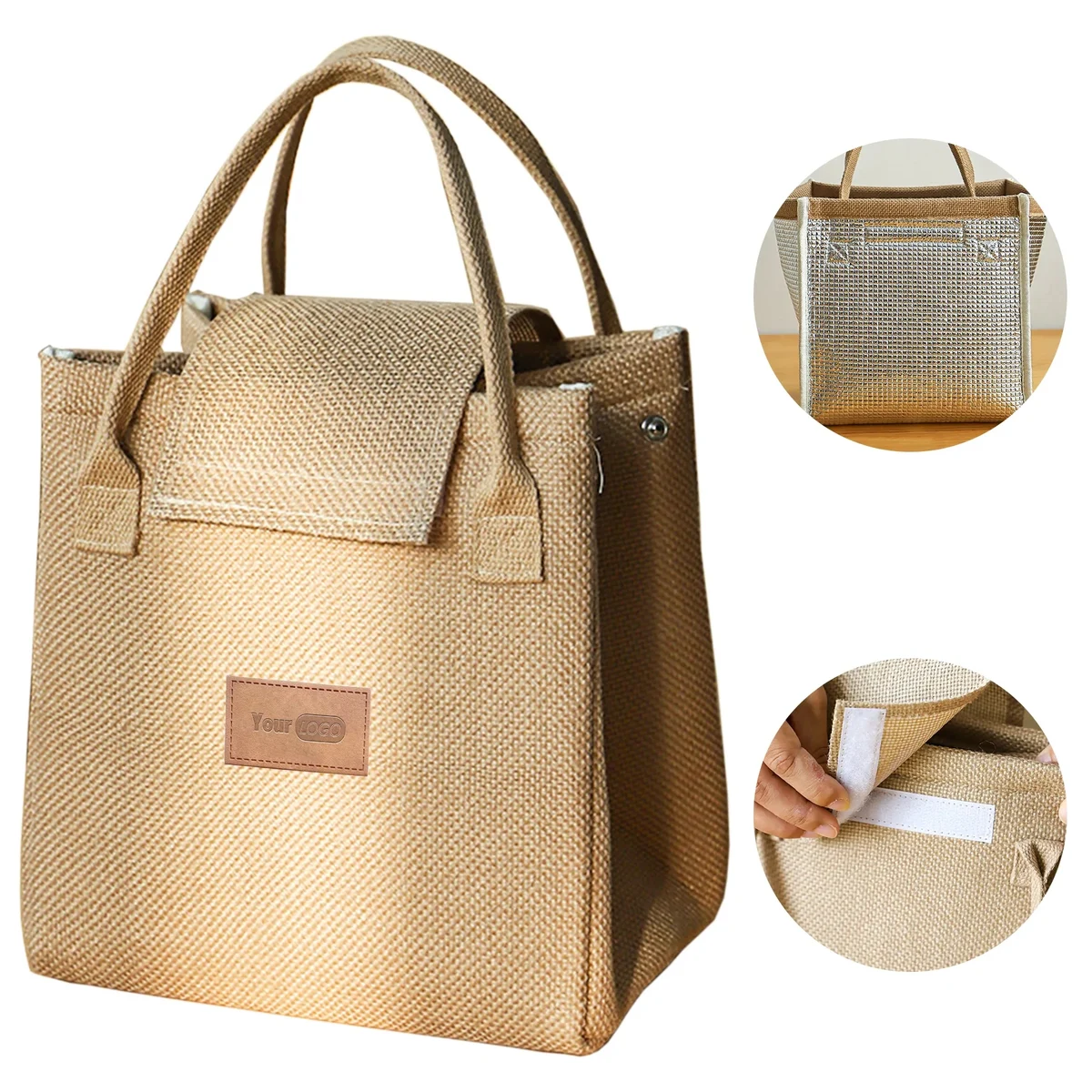 Jute Large Capacity Insulated Handbag 1