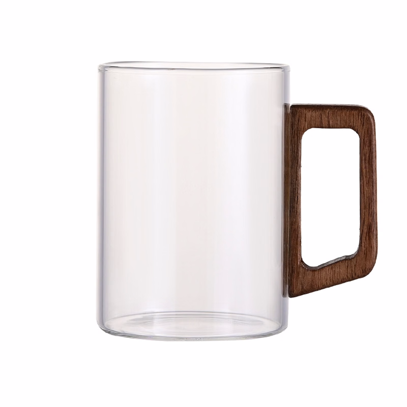 High end wooden handle 14 ounce large capacity thick coffee