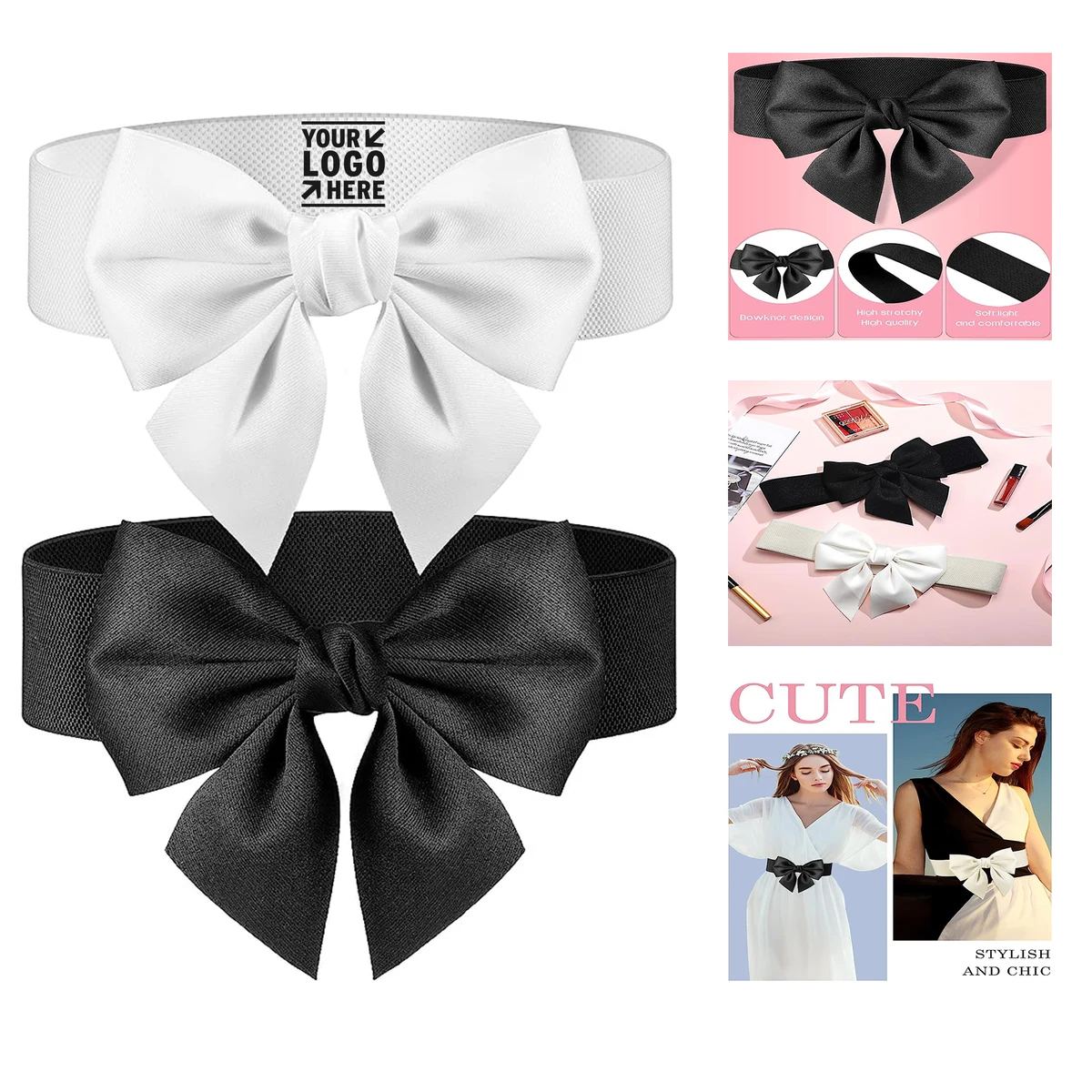 Wide Elastic Belt Women's Bowknot Belt 1