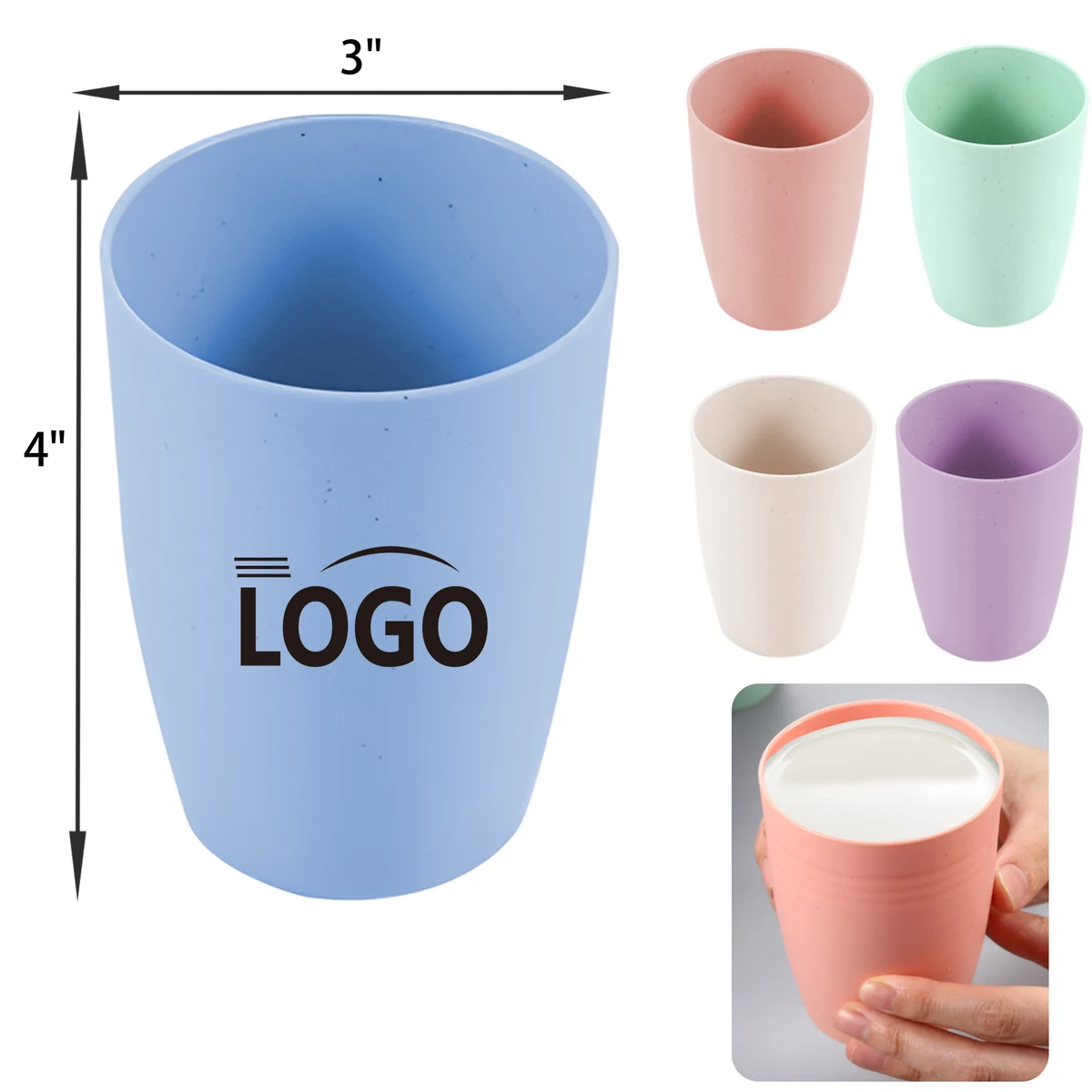 Lightweight 15OZ Wheat Straw Plastic Mouthwash Cup 1