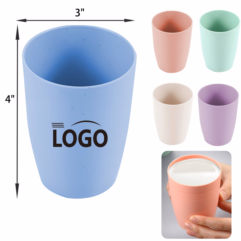 Lightweight 15OZ Wheat Straw Plastic Mouthwash Cup