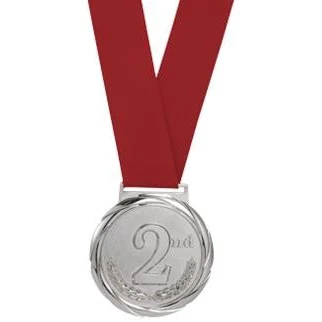 2nd Place Olympic Style Medal with Ribbon 3-1/4" 1