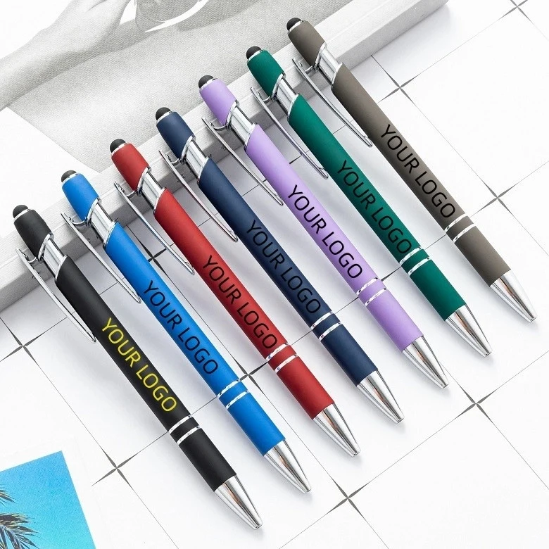 Incline Soft Touch Stylus Metal Pen - Laser Engraved 1