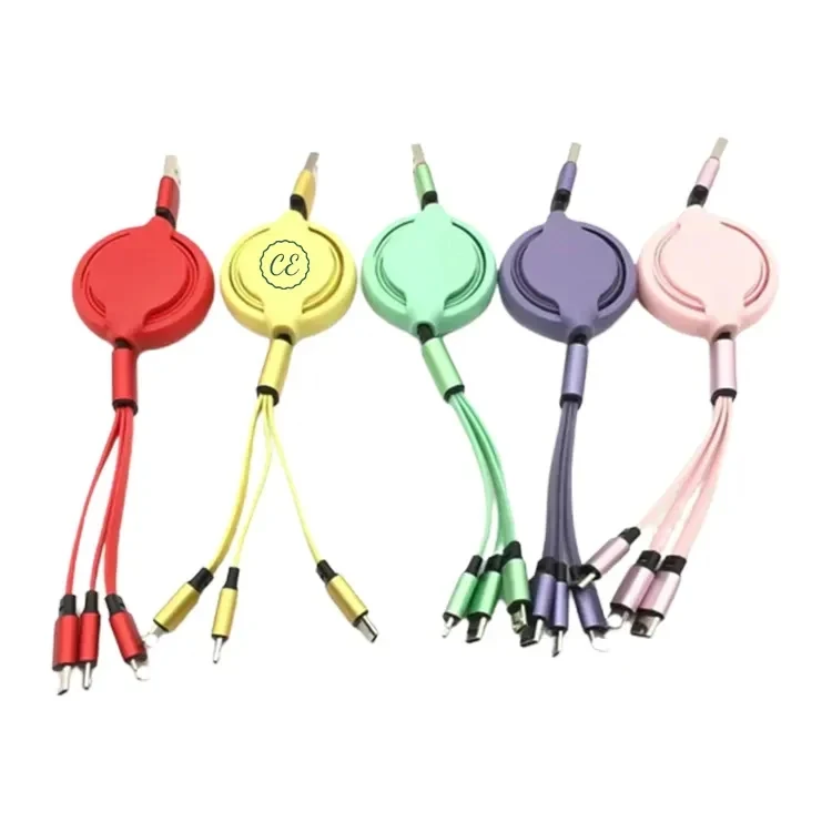 3 in 1 Retractable Charge Cables 3.6ft 1