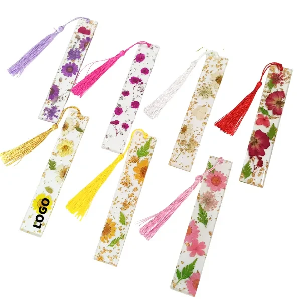 Pressed Flower Resin Bookmark with Tassel 1