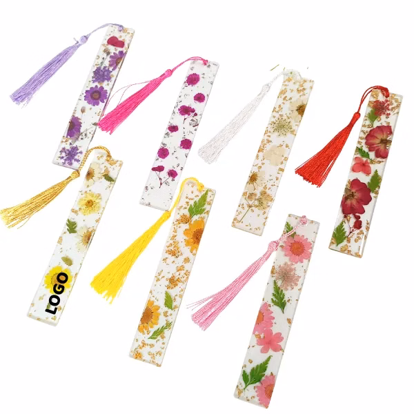 Pressed Flower Resin Bookmark with Tassel