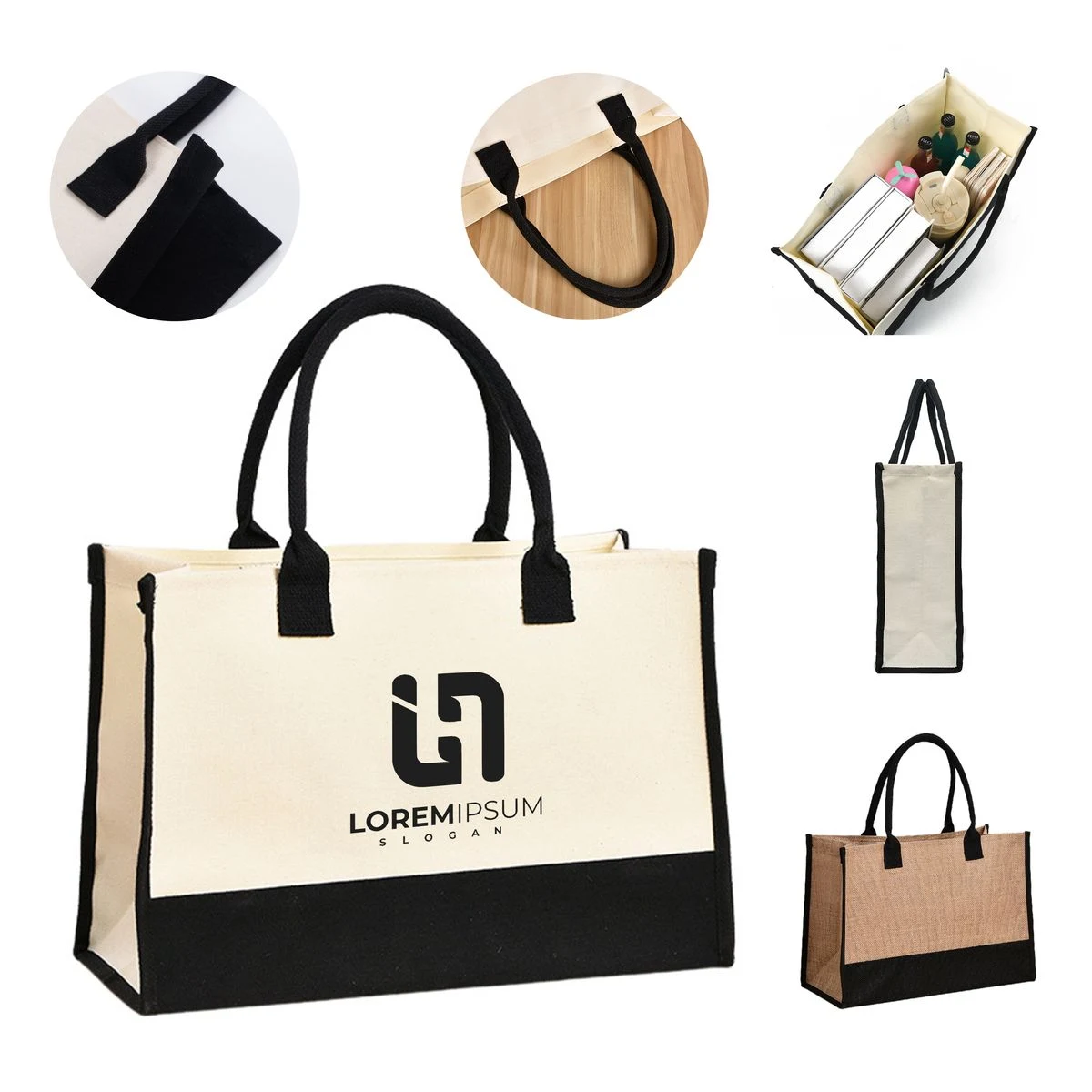 Reusable Canvas/Jute Waterproof Shopping Tote Bag 1