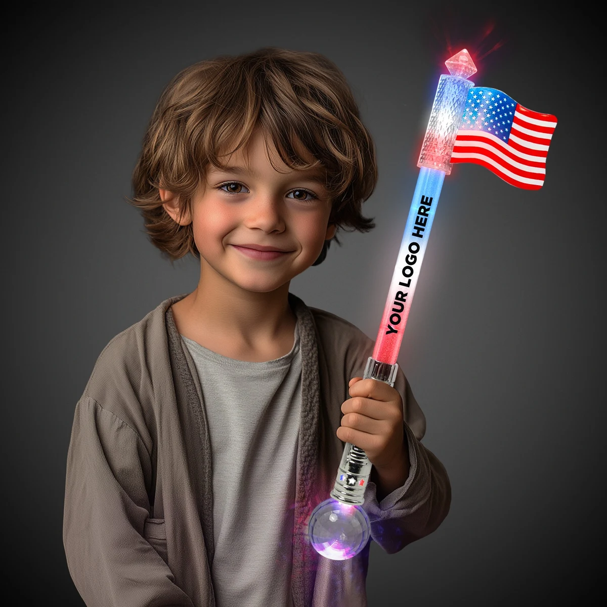 Light Up Jumbo Flag Wand w/ Prism Ball 1