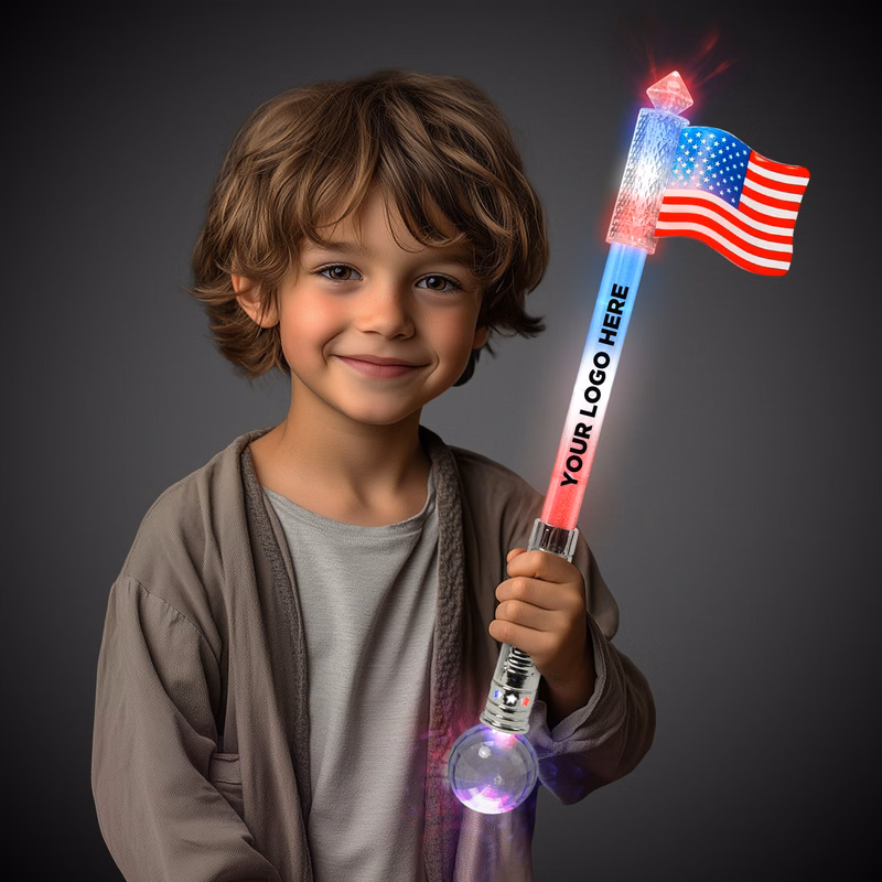 Light Up Jumbo Flag Wand w/ Prism Ball