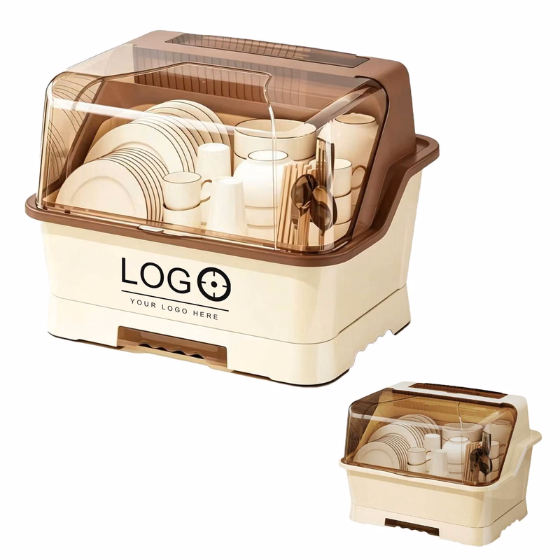 Countertop Dish Storage Cabinet with Lid