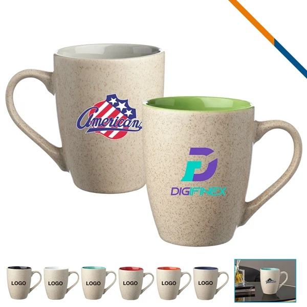 Custom 10 oz Ceramic Two Tone Mug with Sesame Speckle Design — Daily Coffee Gift 1