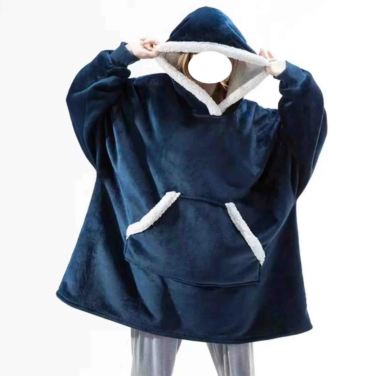 Oversized Sherpa Thick Wearable Blanket Hoodie, custom hoodie or sweatshirt with logo imprint 1