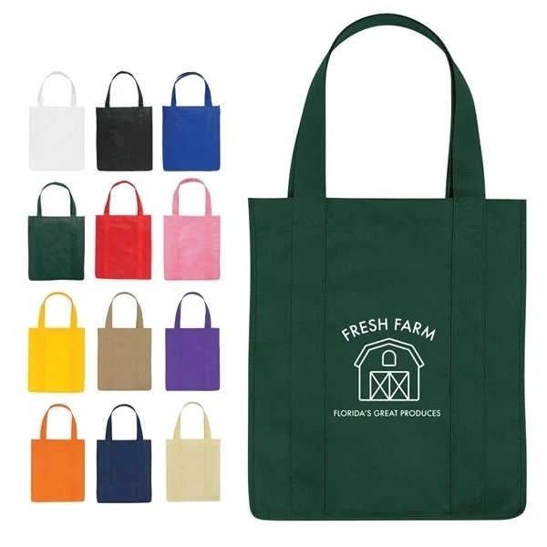 Custom 15 x 10 Reinforced Plastic Grocery Tote Bags — Full-Color Shopping & Promotional Item 1
