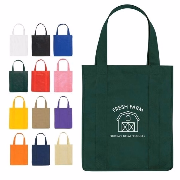 Custom 15 x 10 Reinforced Plastic Grocery Tote Bags — Full-Color Shopping & Promotional Item